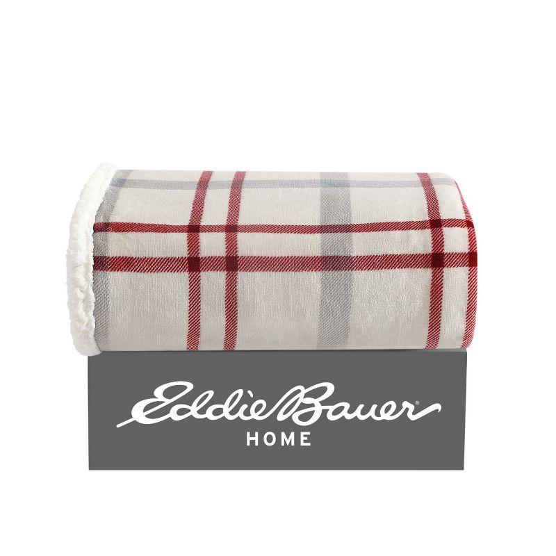 Eddie Bauer Printed Plush Fleece/Sherpa Throw Blankets