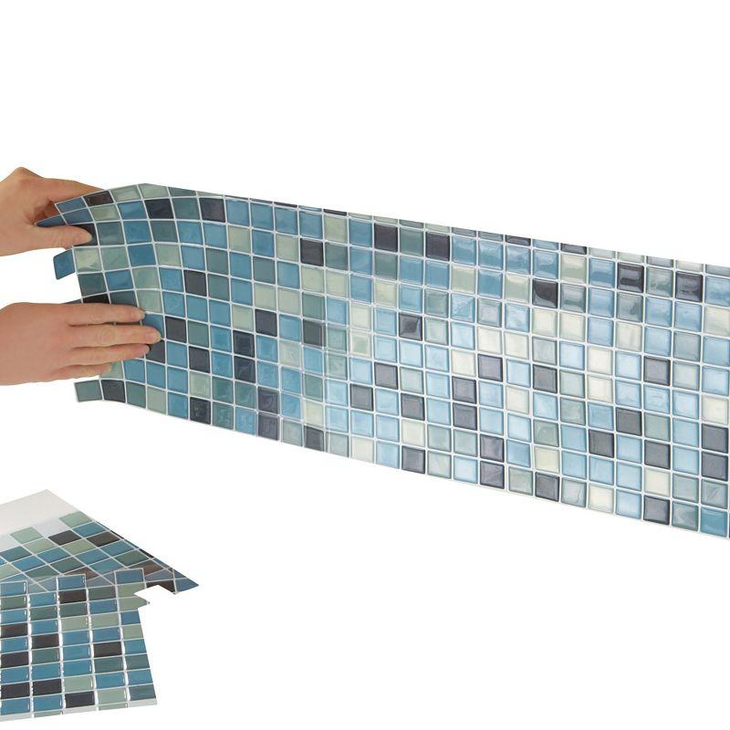 Collections Etc Multi-Colored Adhesive Mosaic Backsplash Tiles for Kitchen and Bathroom - Set Of 6