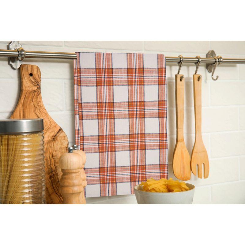 Autumn Orange Plaid Cotton Kitchen Towel Set