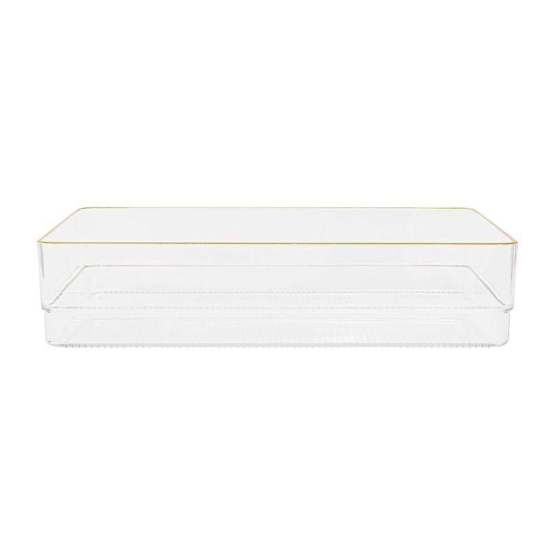 Thomas Martha Stewart Plastic Stackable Office Desk Drawer Organizers with Metallic Trim, 9" x 6"