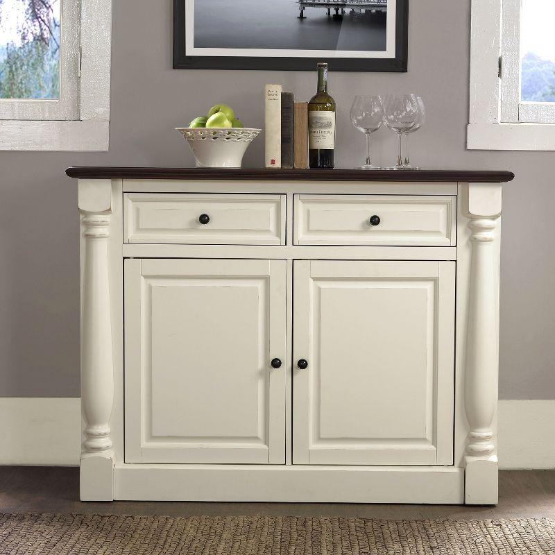 Crosley Shelby Buffet White: Traditional Style Sideboard, Wood Veneer, Adjustable Shelves, Anti-Tip Hardware