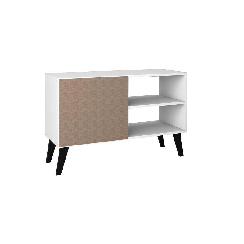 Manhattan Comfort 35.43" Amsterdam TV Stand for TVs up to 42" White: Modern Console with Fixed Shelves