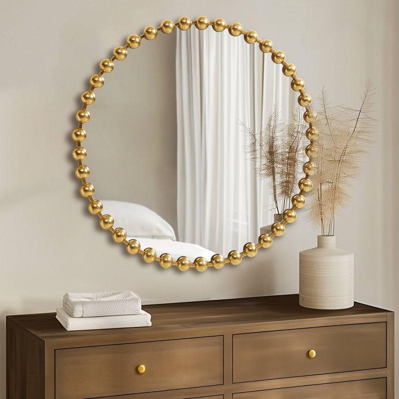 Marlowe Beaded Round Metal Wall Mirror