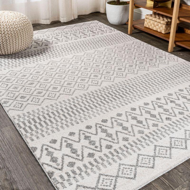 Ifrane Gray and Cream Geometric Stripe 3x5 Area Rug