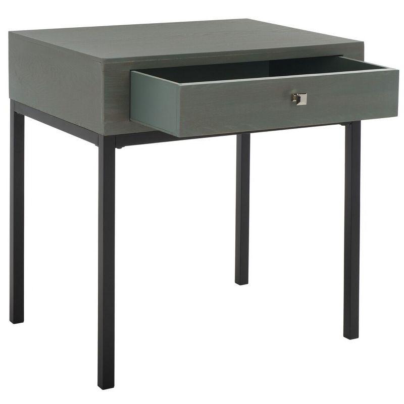 Adena 24" Gray Wood and Metal Rectangular End Table with Storage