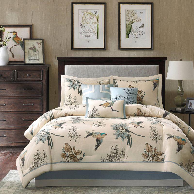 Madison Park Reversible 7 Piece Printed Cotton Twill Comforter Set