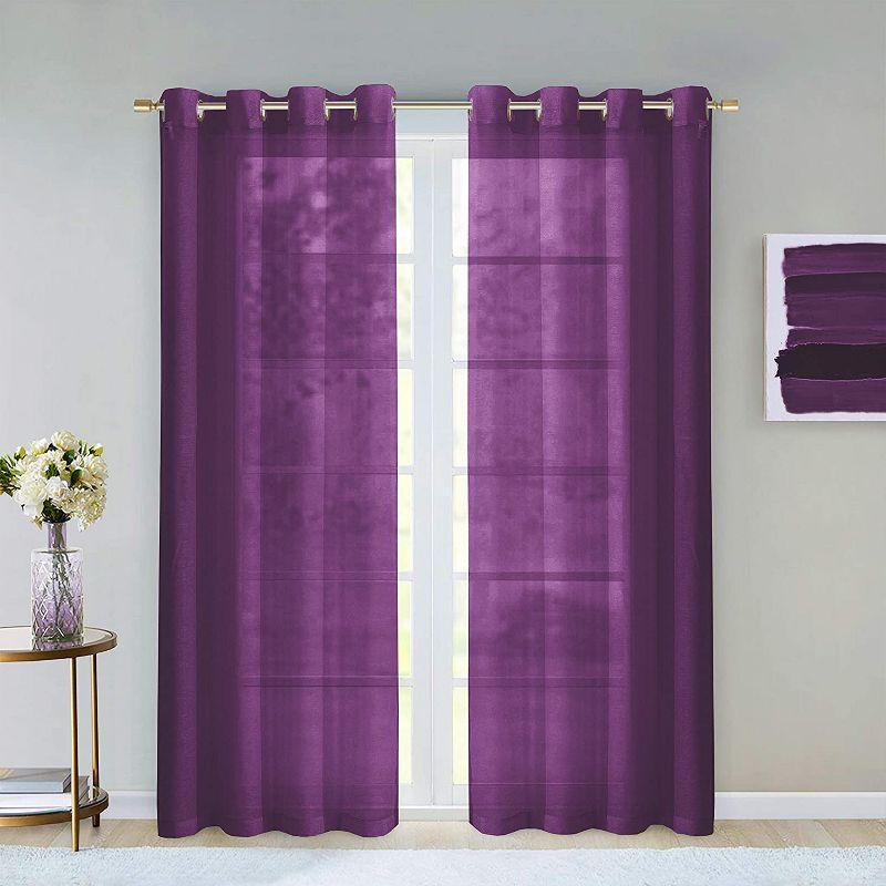 Dainty Home Sheer Window Curtains 2 Panels 54" W X 84" L (108" W) Extra Wide Linen Textured Curtains & Drapes For Living Room, Bedroom, Farmhouse Curtains, Boho Decor, Light Filtering Window Treatments With Grommets