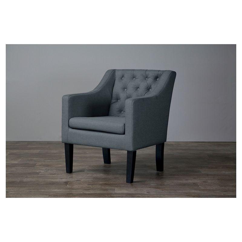 Elegant Brittany Gray Microfiber Club Chair with Wood Legs