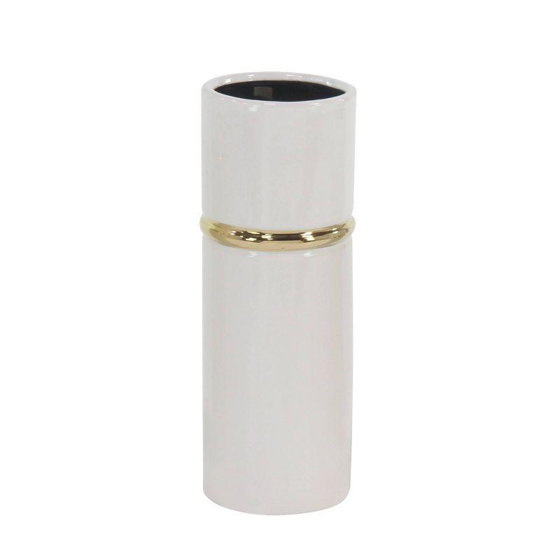 Set of 3 Modern Cylindrical Ceramic Vases White - Olivia & May