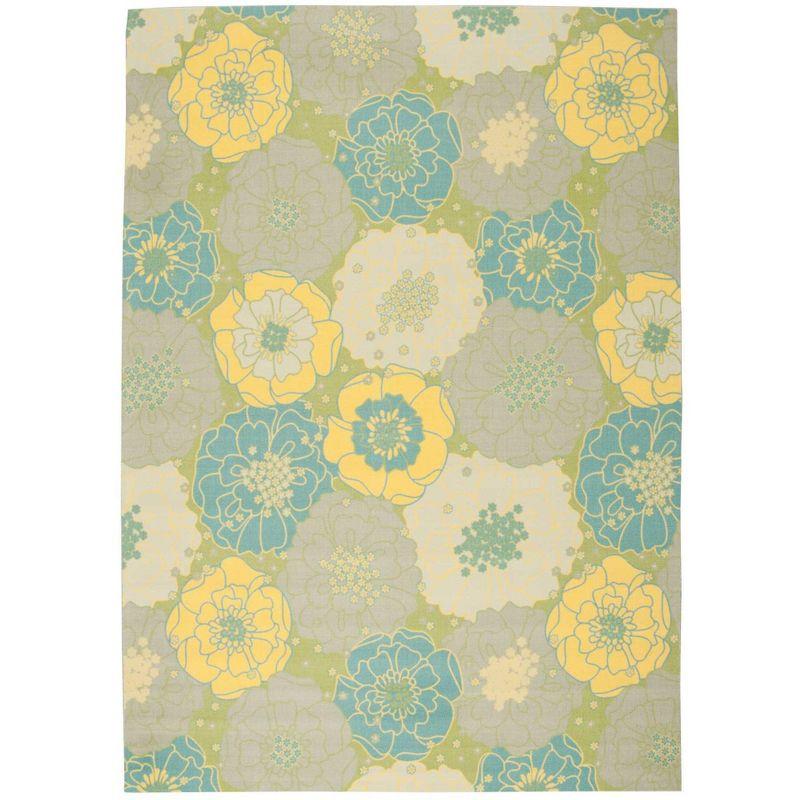 Blossoming Garden Green Floral Indoor/Outdoor Area Rug 7'9" x 10'10"