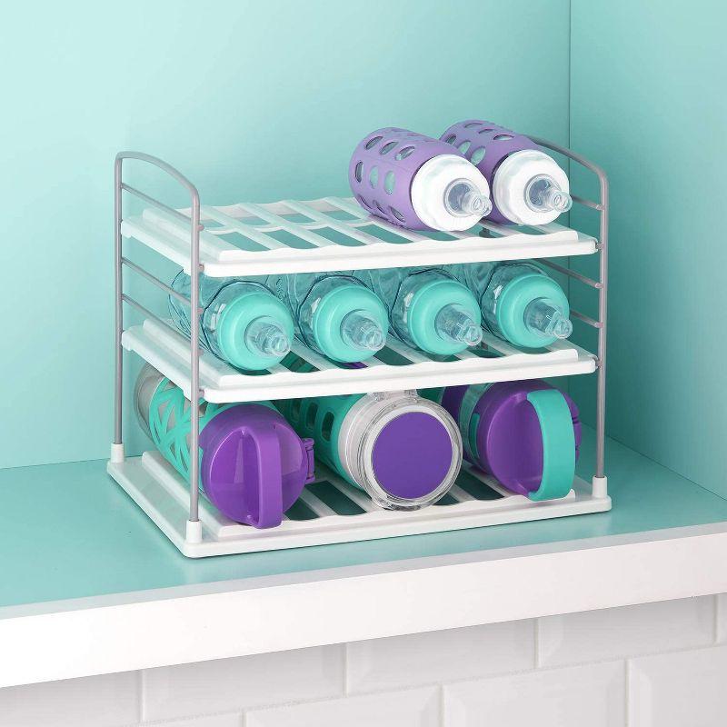 YouCopia UpSpace 3 Shelf Bottle Organizer: Water Bottle Storage Rack, Multi-Compartment, Non-Slip, Freestanding, White