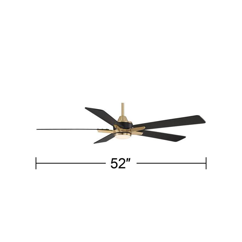 52" Casa Vieja Modern Indoor Outdoor Ceiling Fan with Dimmable LED Light Remote Control Soft Brass Black Damp Rated for Patio Exterior House Porch