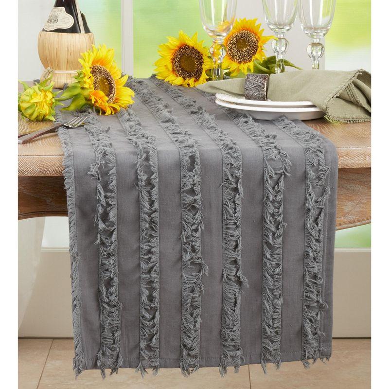 Saro Lifestyle Table Runner With Fringe Stripe Design