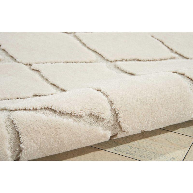 Ivory Diamond Pattern Rectangular Synthetic Rug 5'3" x 7'3"