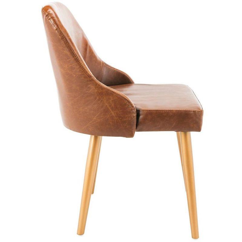 Lulu Upholstered Dining Chair (Set of 2) - DCH6200 - Light Brown/Gold - Safavieh