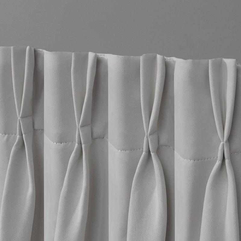 Set of 2 63"x30" Sateen Twill Woven Blackout Pinch Pleat Window Curtain Panel Silver - Exclusive Home