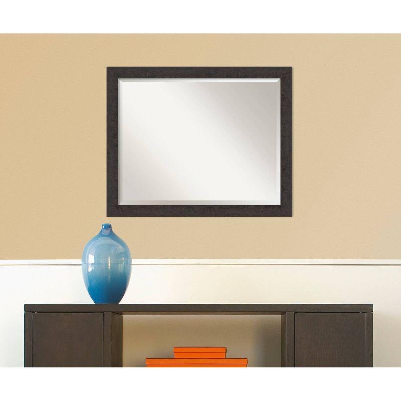 Amanti Art 31"x25" Rustic Plank Espresso Framed Bathroom Vanity Wall Mirror : Beveled, Polystyrene Frame, Wall Mounted