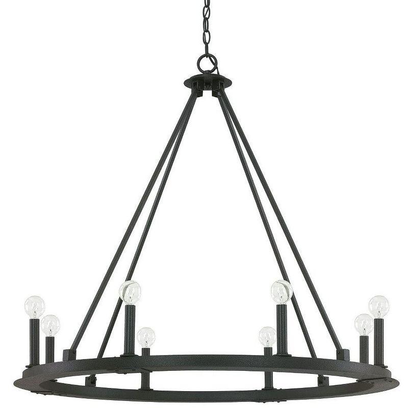 Elegant Pearson 8-Light Black Iron Chandelier with Adjustable Chain