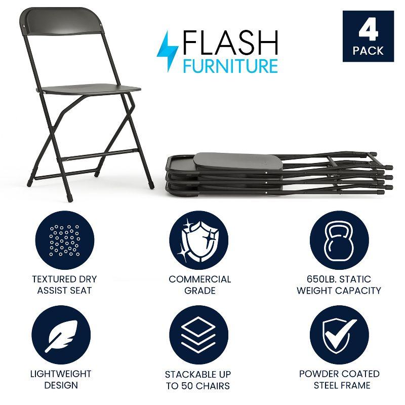 Flash Furniture Hercules Series Plastic Folding Chair - 4 Pack 650LB Weight Capacity