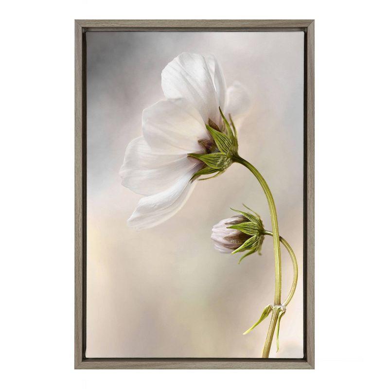 27" x 19" White and Green Framed Canvas Botanical Print