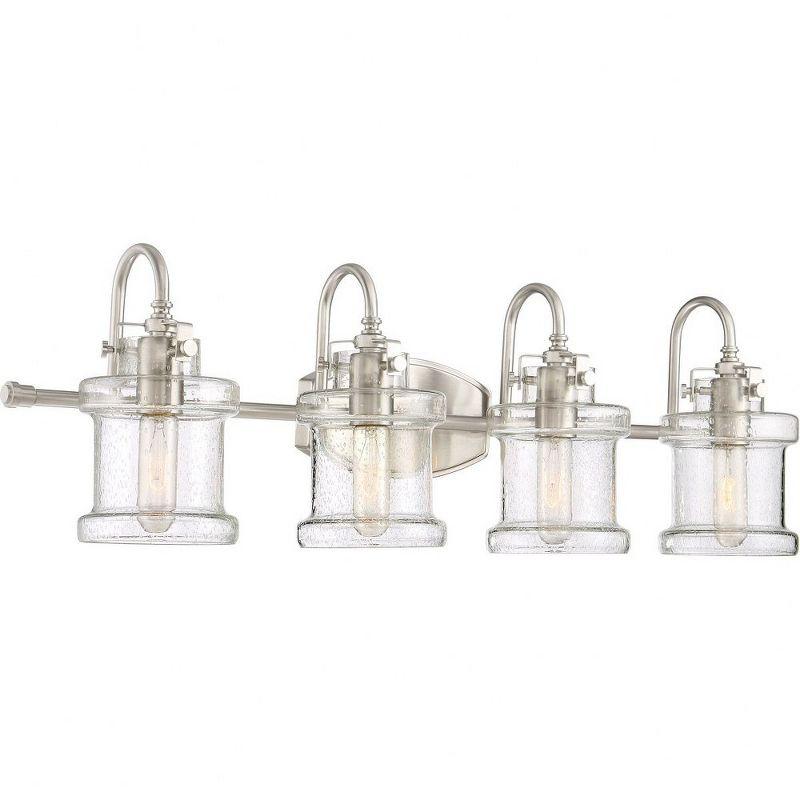 Danbury Brushed Nickel 4-Light Vanity with Seedy Glass Shades