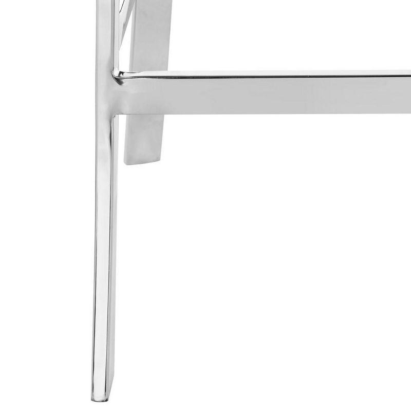 Zoey 39''H Stainless Steel Cross Back Bar Stool - FOX2034 - Chrome/Black - Safavieh Couture