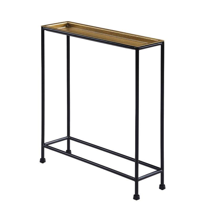 Comfort Pointe Tivoli Side Table Brass/Antique Bronze: Removable Tray, No Assembly, Metal Frame