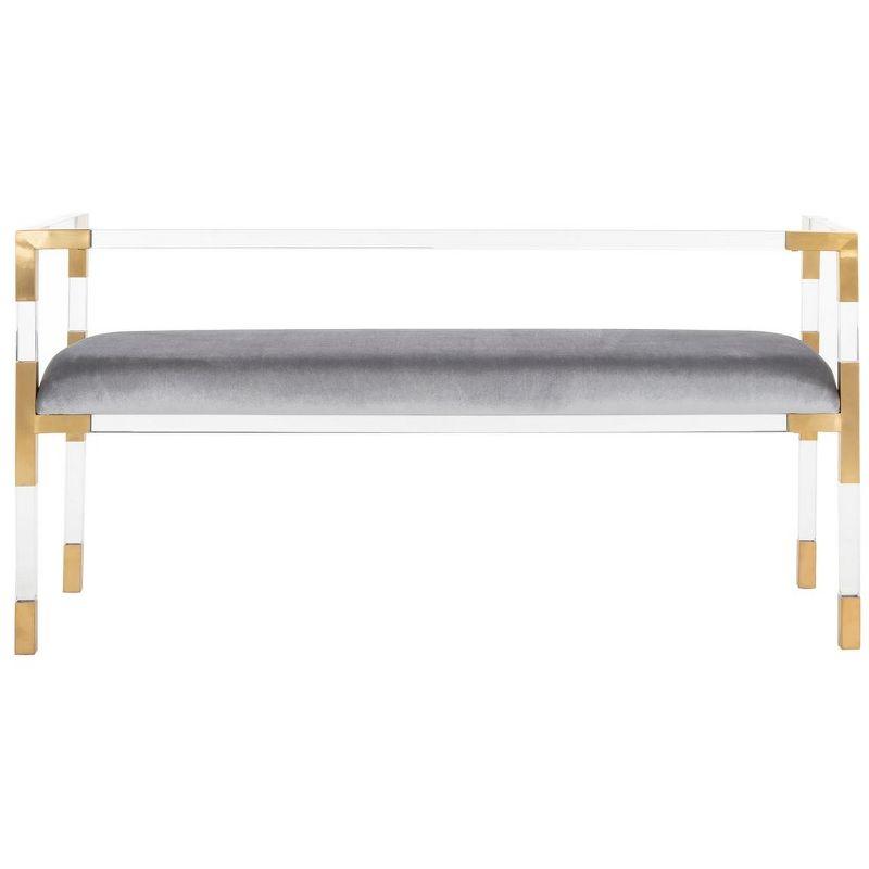 Elegant Transitional 50" Gray and Gold Acrylic Bench