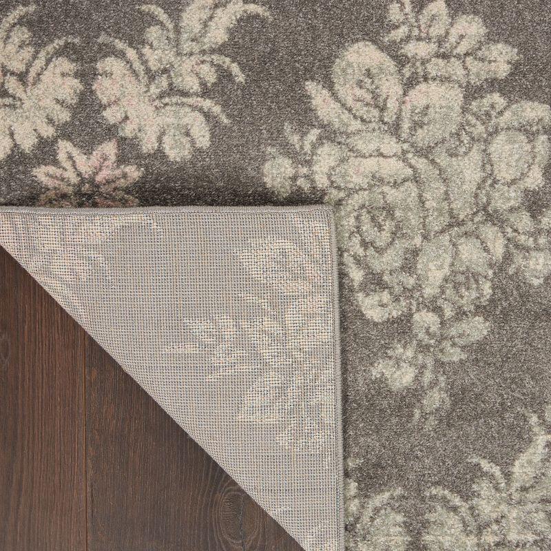 Tranquil TRA09 Grey/Pink Area Rug Vintage Floral Damask By Nourison