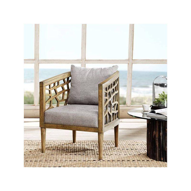 Crackle 27" Light Grey Solid Wood Barrel Accent Chair