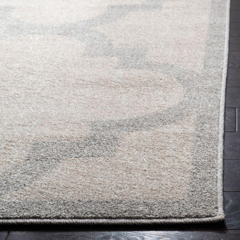 Light Grey Beige Hand-Knotted Easy Care Synthetic Area Rug