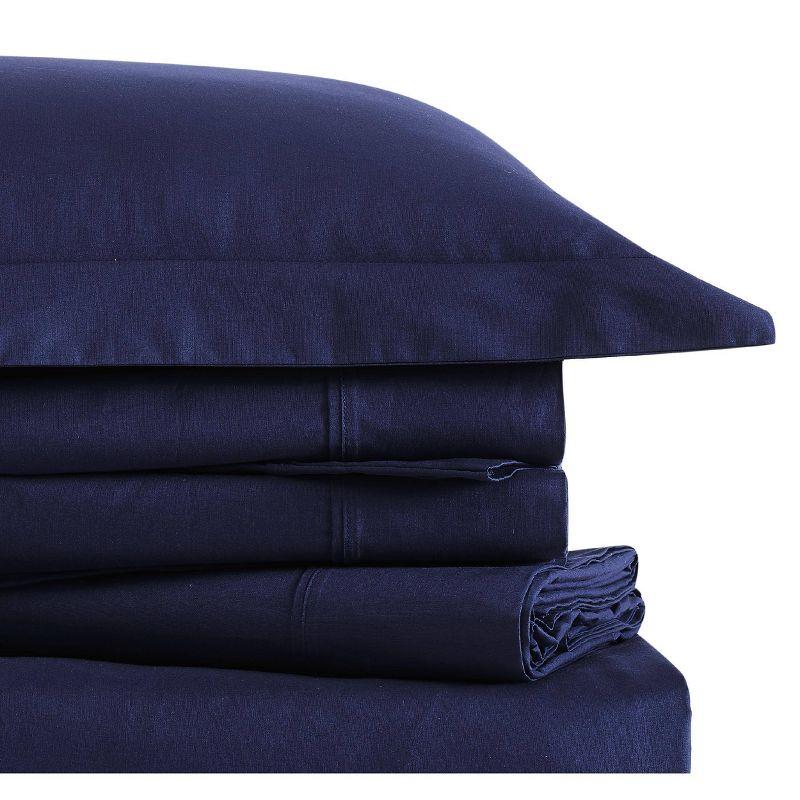 Twin Classic Cotton Solid Sheet Set Navy - Brooklyn Loom