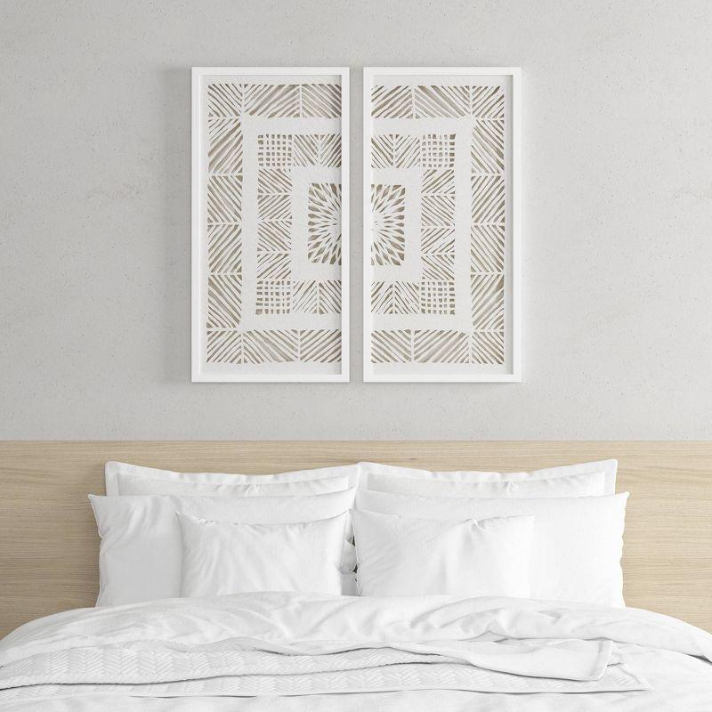 Dakota Fields Framed Geometric Rice Paper Panel Shadowbox Wall Décor (Set of 2)