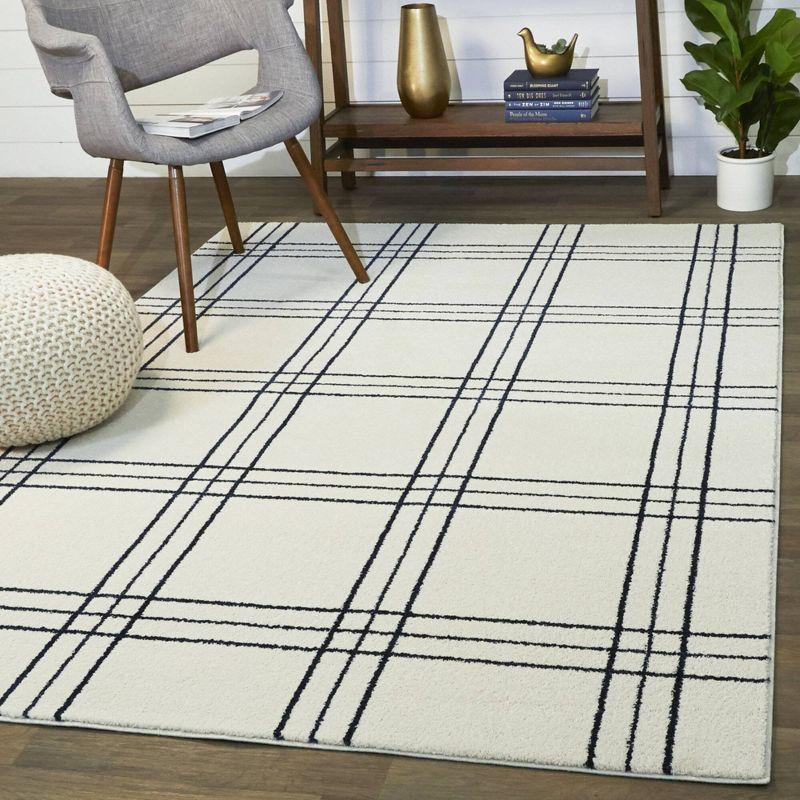 Turner Plaid 8' x 10' White Synthetic Kids' Rug