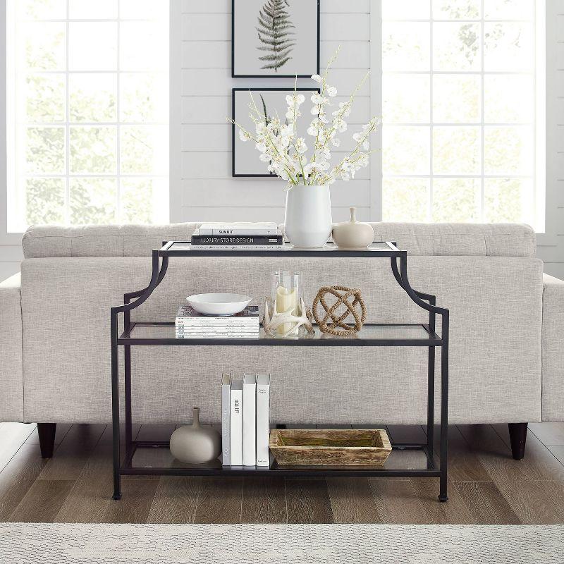 Aimee Oil Rubbed Bronze Glass Console Table with Storage