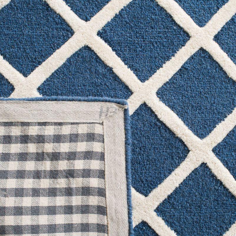 Navy and Ivory Hand-Tufted Wool Runner Rug 2'6" x 6'