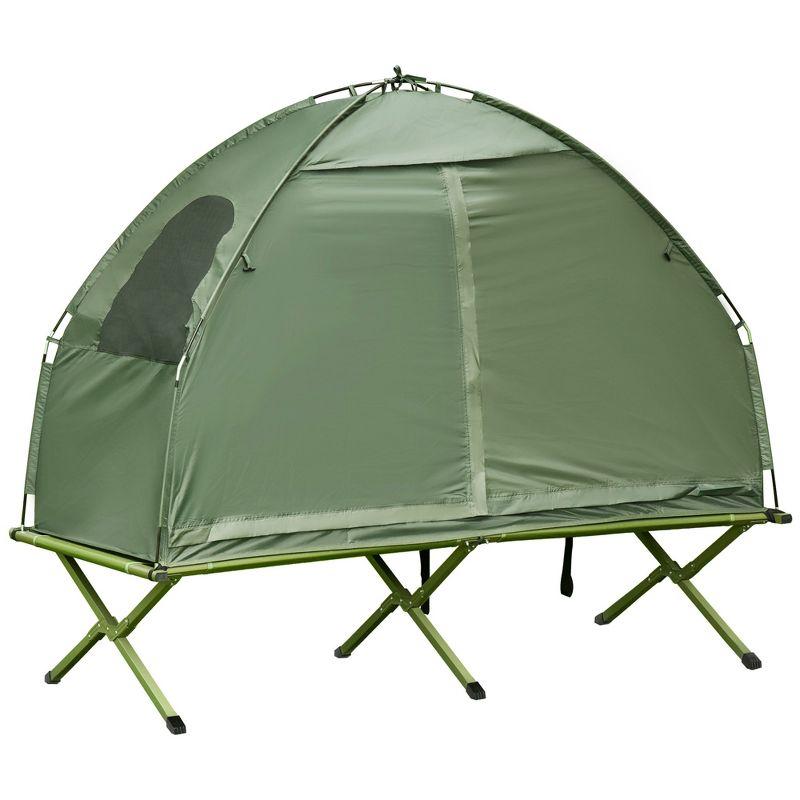 Outsunny Camping Tent Cot, Single Person Folding Cot Combo, Off-Ground Tent, Covered Outdoor Bed with Carry Bag for Hiking, Camping