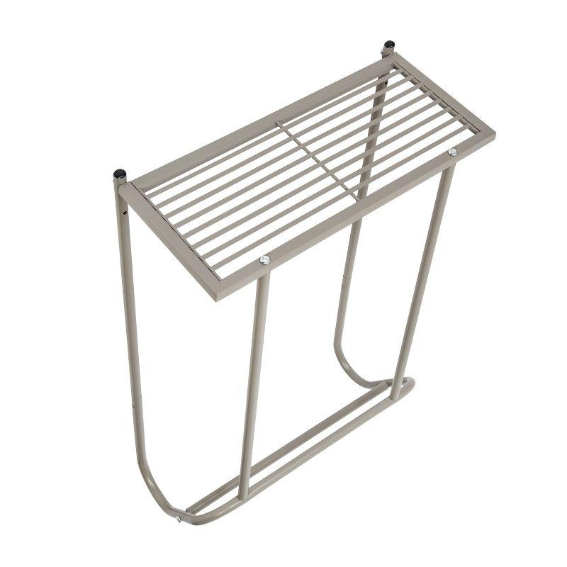 Satin Nickel 16" Wall-Mounted Towel Rack with Slatted Shelf