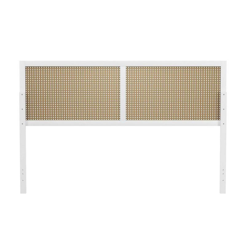 Serena Coastal White Wood & Cane King Headboard