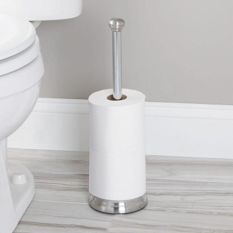 iDesign York Metal Toilet Tissue Roll Reserve, Brushed Stainless Steel and Chrome