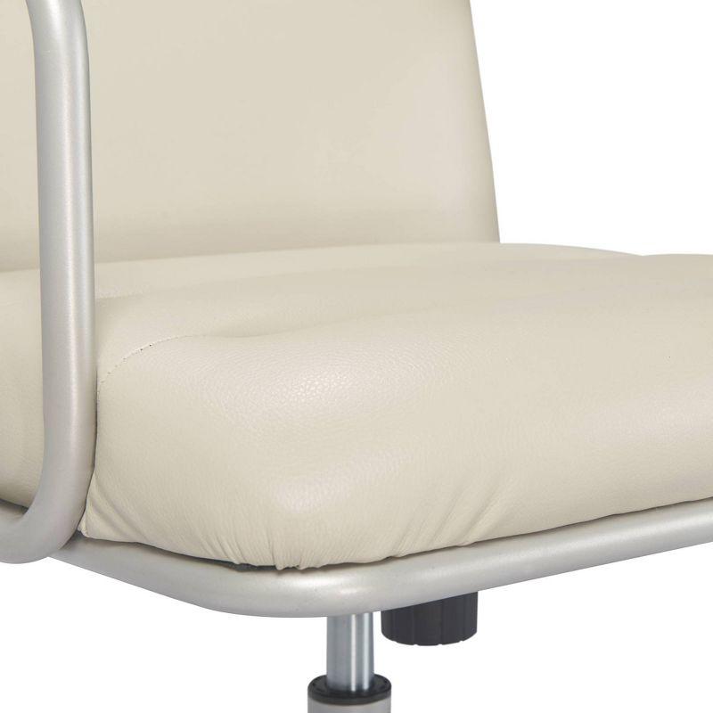 Ivory White Executive Leather Swivel Chair with Metal Frame