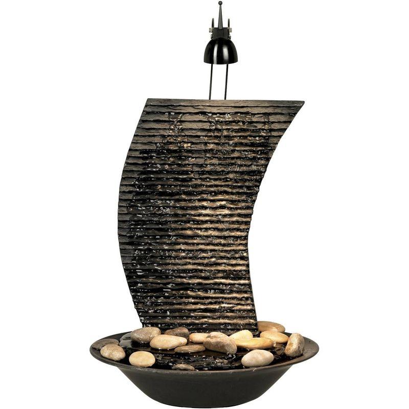 John Timberland Water Ripple Japanese Zen Waterfall Ripple Indoor Tabletop Fountain with Light 17 1/4" for Table Office Desk Home Bedroom Living Room