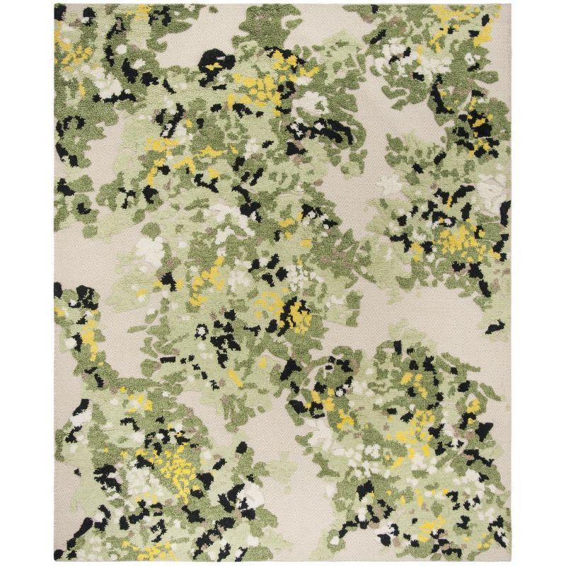 Wildon Home® Subhan Hand Knotted Wool/Cotton Floral Rug in Beige/Green/Black