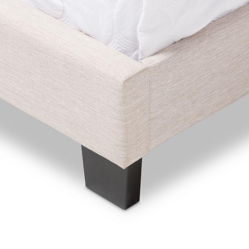 Queen Light Beige Upholstered Bed with Tufted Headboard