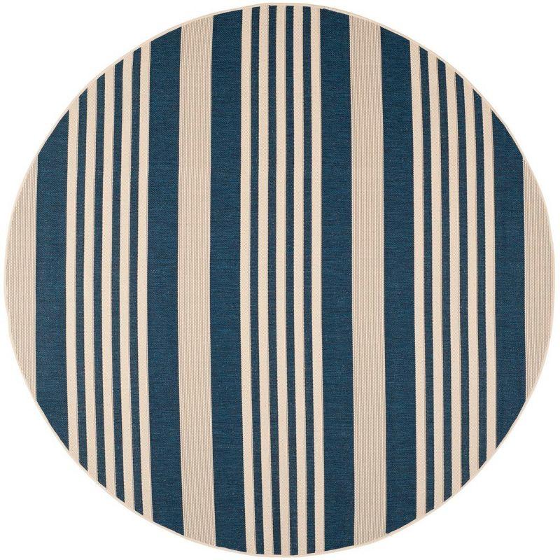Courtyard CY6062 Power Loomed Indoor/Outdoor Area Rug - Navy/Beige - 7'10" Round - Safavieh.