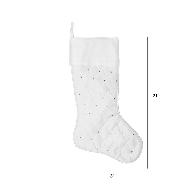 Ivory Quilt Stitch Jewel Christmas Stocking with Decorative Jewels