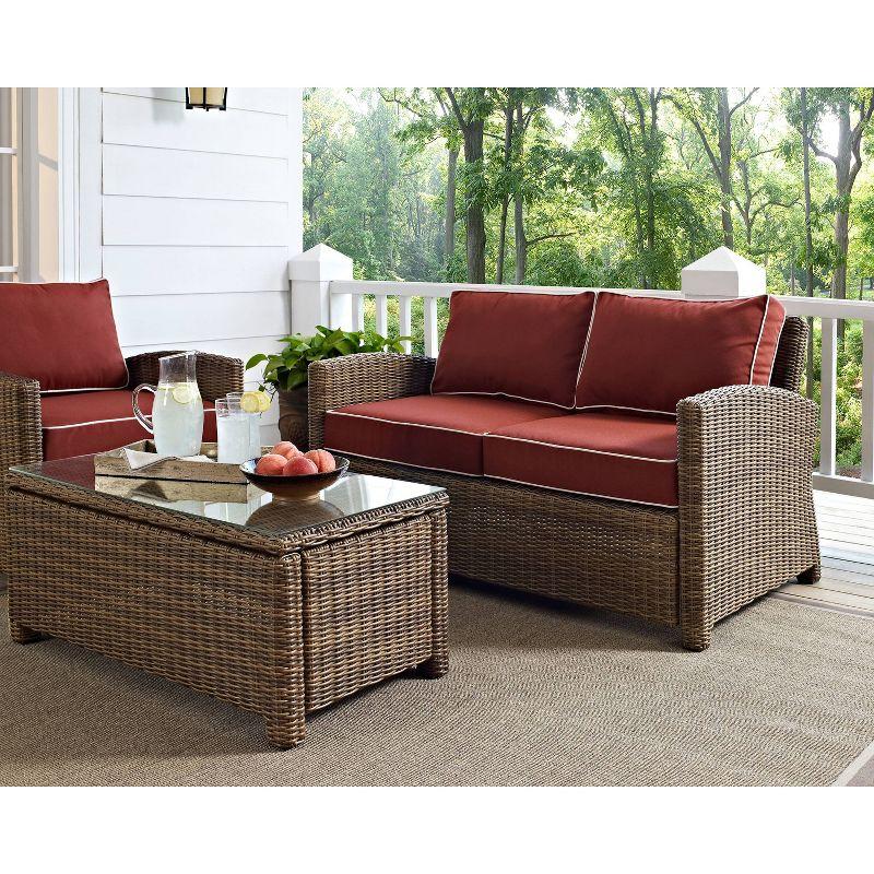 Bradenton Sangria Red Wicker Two-Seat Outdoor Loveseat