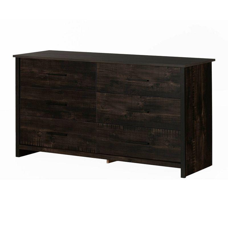 Fernley Rubbed Black Farmhouse Double Dresser with 6 Drawers