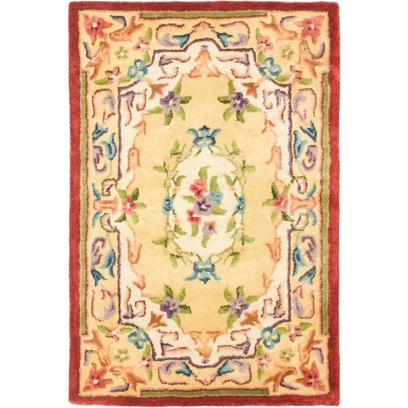 Empire Red and Gold Floral Wool Handmade Tufted Rug 2' x 3'