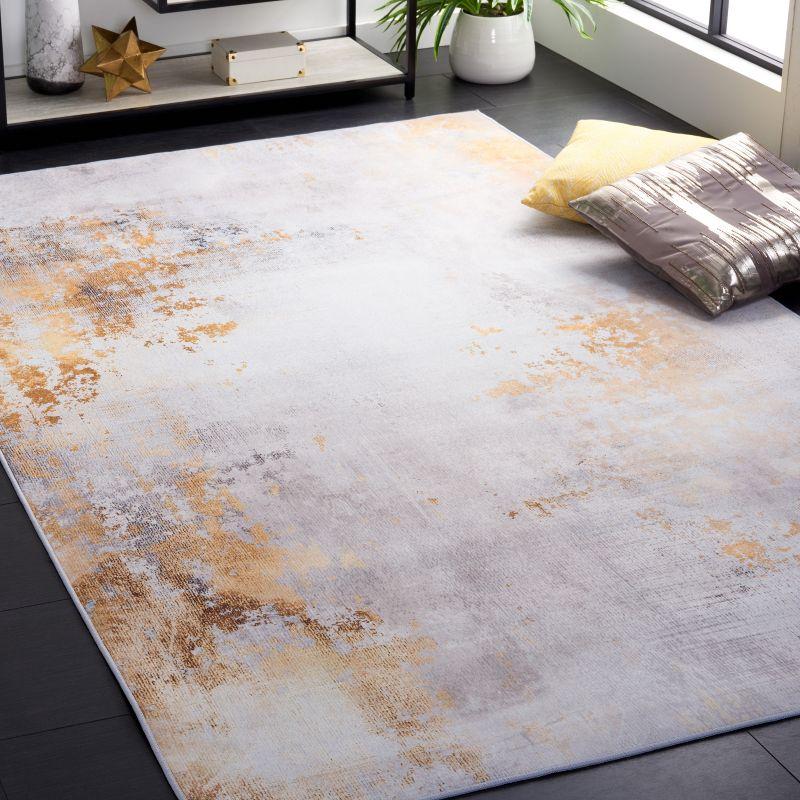 Tacoma 6 ft. Round Gray and Gold Abstract Wool Area Rug